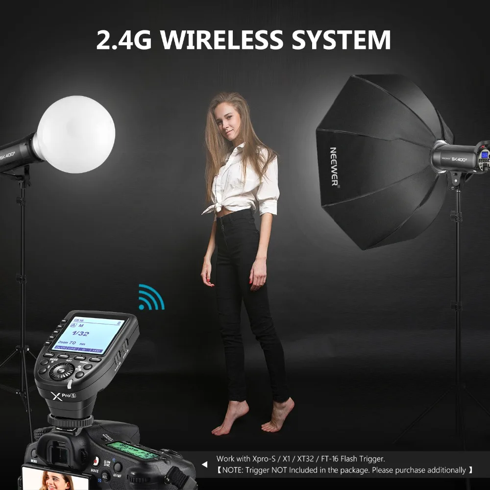 Neewer SK400II Studio Strobe 400 W, 2,4G Беспроводная система GN65 5600K Monolight+ Bowens Mount 150W моделирующая лампа большая ЖК-панель