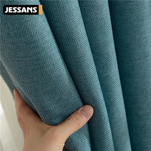 Pure color window blackout curtain thickened cotton linen shading cutains for living room bedroom luxury curtains courtain