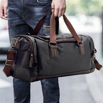 

LKEEP 2020 New Casual PU Leather Travel Duffel Bag Large Capacity Travel Bags Men Messenger Handbags