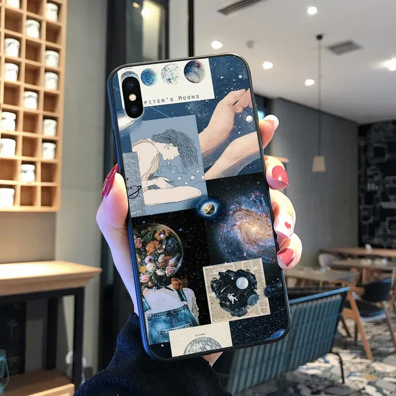 Estetika langit Berbintang seni DIY Dicat Ponsel Case Untuk iPhone 8 7 6 6S Plus X XS MAX 5 5S SE XR 11 11pro promax Ponsel