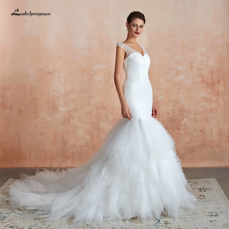 Lakshmigown/кружевное платье с аппликацией и юбкой-годе с блестками, свадебное платье с открытой спиной, 90 см