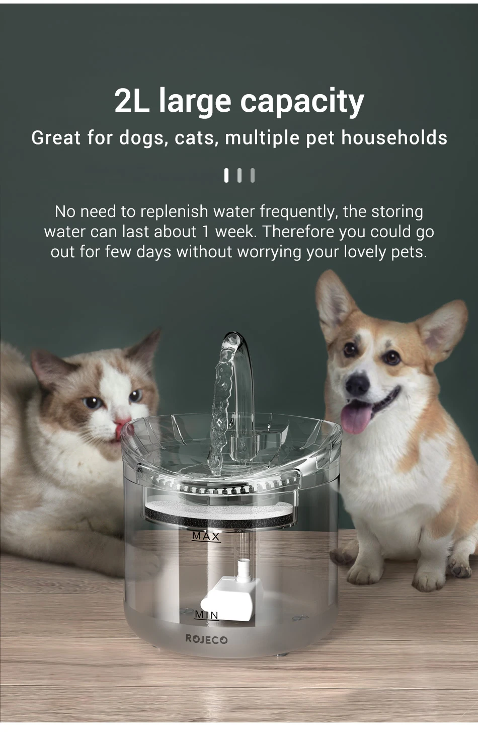 2L Cat Water Fountain Filter Automatic Sensor Drinker For Cats Feeder Pet Water Dispenser