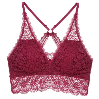 

Sexy Bralette Padded Bras For Women Transparent Wireless Bra Lace Intimates Lace Bralette Backless Brassiere Crop Top Female Bra