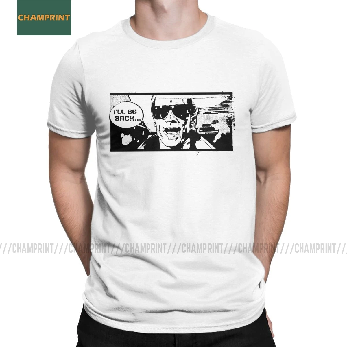 Men's I'll Be Back Terminator T Shirts Arnold Schwarzenegger T800 T1000 Skynet Robot Cotton Short Sleeve Tee Plus Size T-Shirts |