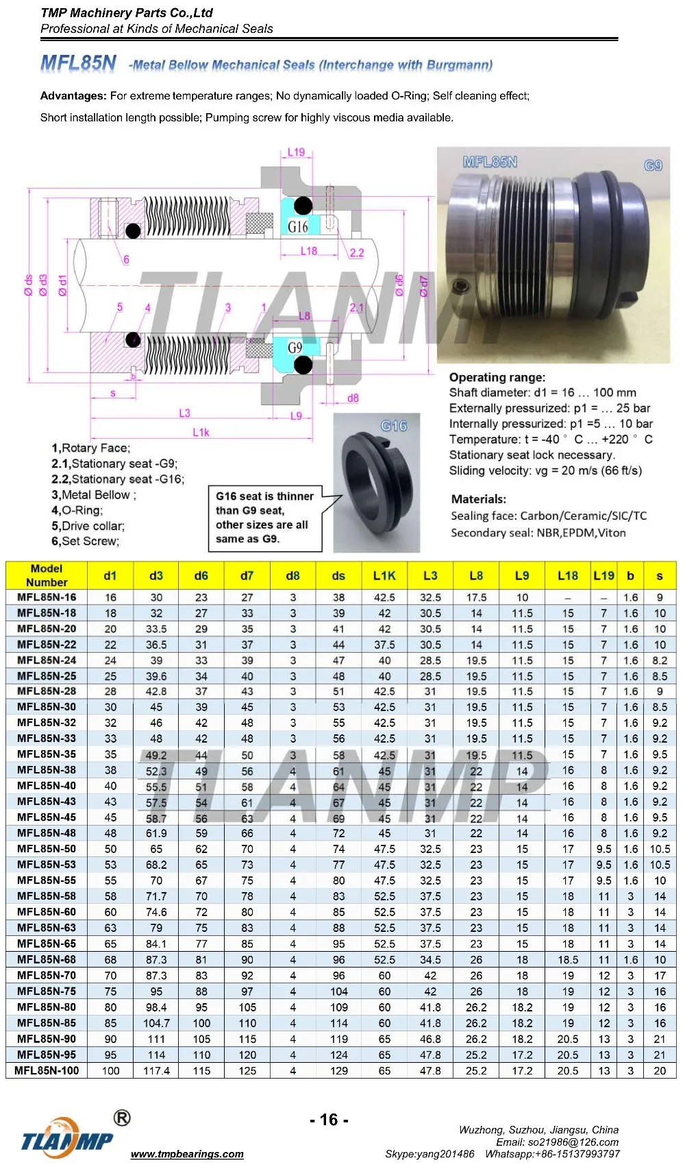 MFL85N-70 механические уплотнения burgmann(материал: SiC-Vit) MFL85N/70-G9 высокая температура металла БЕЛЛОУ уплотнения(размер вала: 70 мм