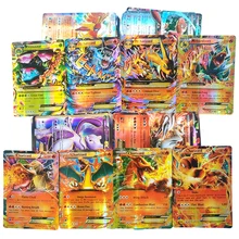 Cartes Pokemon EX MEGA GX Charizard, 100 pièces, cartes brillantes, dessin animé, jeu de combat pour loisirs, jouets amusants, cadeaux, nouvelle Collection