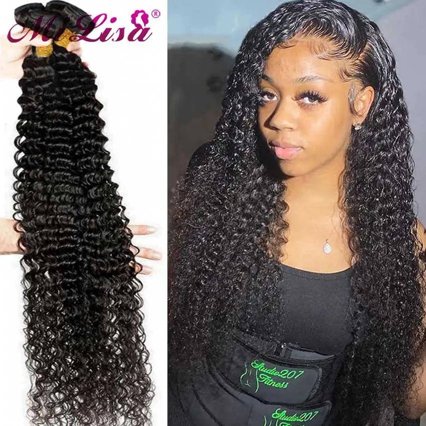 Deep Wave Bundles 30 Inch Brazilian Curly Hair Natural Human Weave No Shedding Remy Extensions | Шиньоны и парики