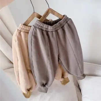 

2020 Children Lamb Cashmere Pants Thick Warm Fleece Kids Winter Clothes Boys Girls Trousers For Baby Girls Woolen Loose Pants