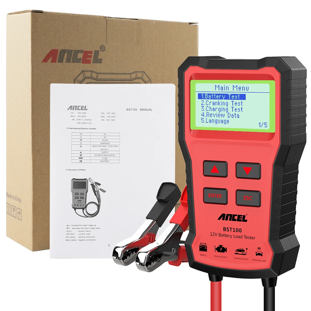 ANCEL BST100 тест на автомобильную батарею er 12v зарядное устройство анализатор