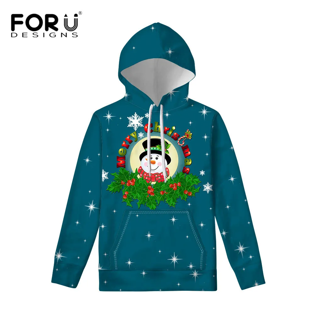 FORUDESIGNS/Рождественская Толстовка для женщин с капюшоном 3D Санта эльф забавные рождественские поддельные волосы узор джемпер Осень Зима Топы Одежда - Цвет: CC3409Z72-1