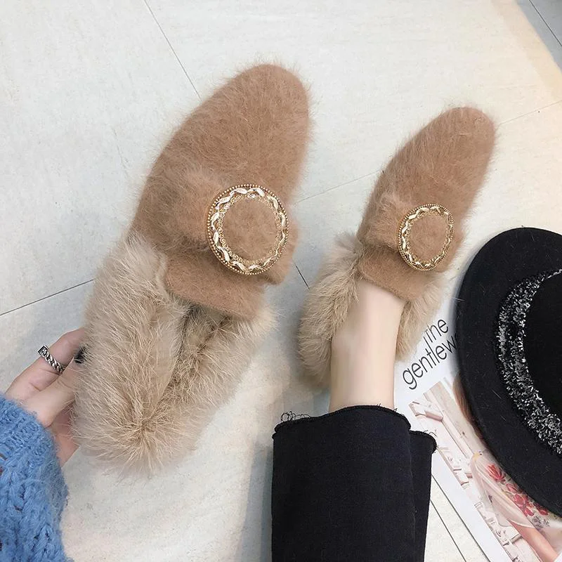 

Casual Woman Platform Shoes Square Toe Slip-on Autumn Women's Moccasins Flats Loafers Fur Shallow Mouth All-Match Slip On Fall