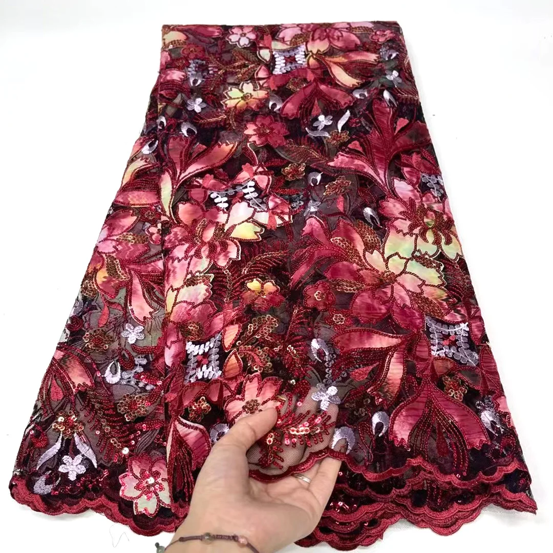 

Nigeria Mesh Lace Fabric High Quality Sequins French Mesh Lace Fabric Embroidery Tulle African Lace Fabric Party AD5014