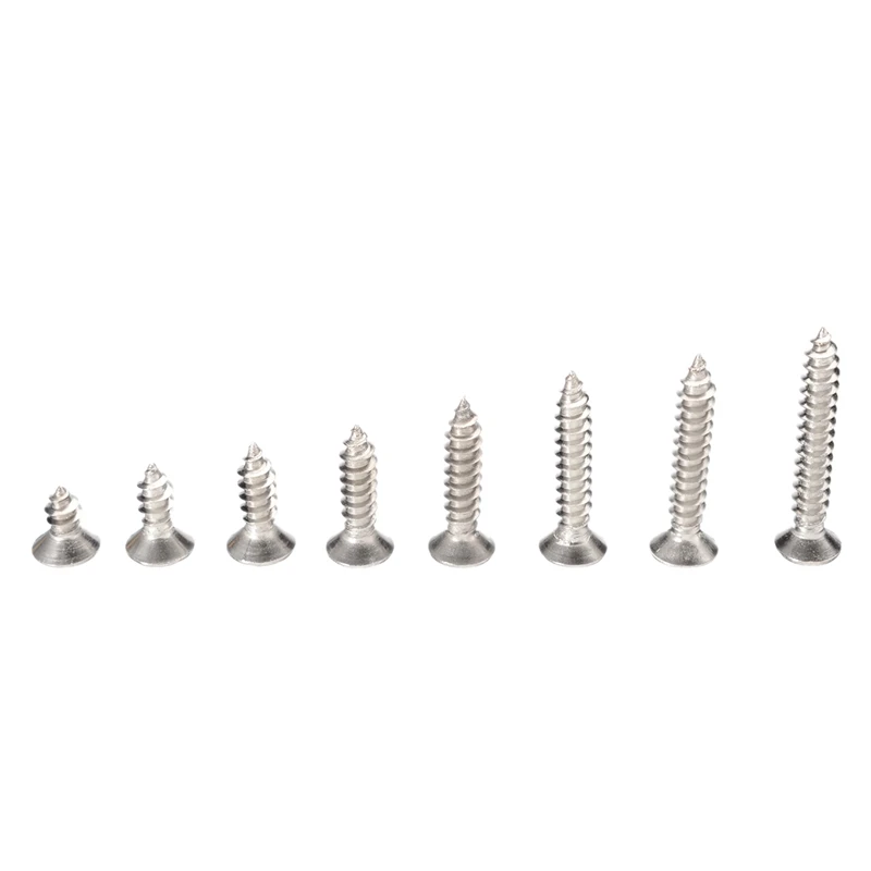 

200Pcs M3 Stainless Steel Screws Kits High Strength Self-Tapping Screws Assortment Set for Wood Furniture (Flat Head)