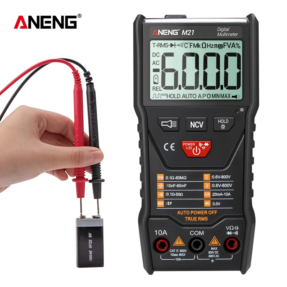 ANENG M21 мультиметр цифровой тестер 6000 отсчетов подсветка AC/DC digital multimeter тестор