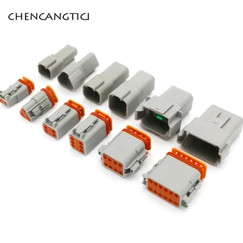 

1 Set Deutsch DT 2 3 4 6 8 12 Pin Way Auto Waterproof Connector Automotive Sealed Electric Male And Female Plug DT06-2S DT04-2P