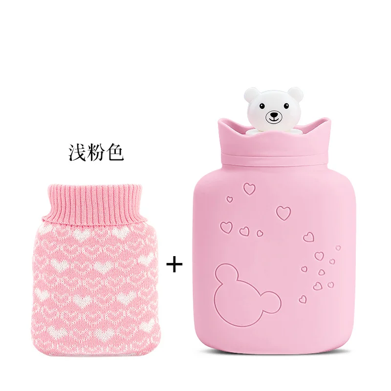 Color3 Silicone Hand Warmer With Knit Cover Cartoon Hot Water Bags Injection Storage Bag Tools Cute Mini Hot Water Bottle Portable - Цвет: Color3