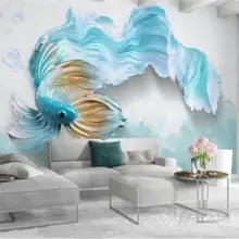 На заказ любой размер 3d обои элегантный светильник синий павлин рыба гостиная спальня ТВ фон Настенные обои