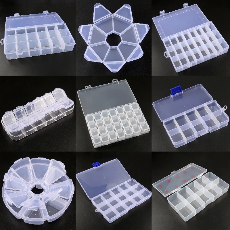10 Shapes Transparent Plastic Storage Box Compartment Adjustable Container for Beads Earring Jewelry Rectangle Case 10 grids plastic jewelry box transparent storage box for beads earrings compartment adjustable case container jewelry organizer