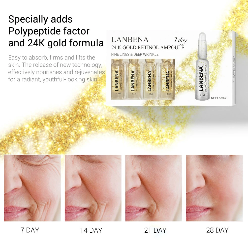 LANBENA ампулы сывороточная гиалуроновая кислота+ витаминк+ 24kgold ретинол+ Q10+ керамид