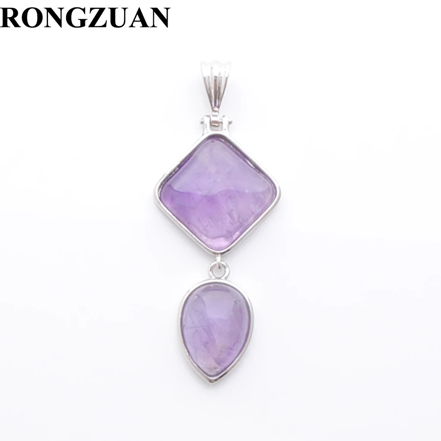 Amethyst Серьги кулон для ожерелье с натуральными камнями квадратные капли Форма аметисты розовый кварц Лазурит авантюрин бирюзы опал BN386 - Окраска металла: Amethyst