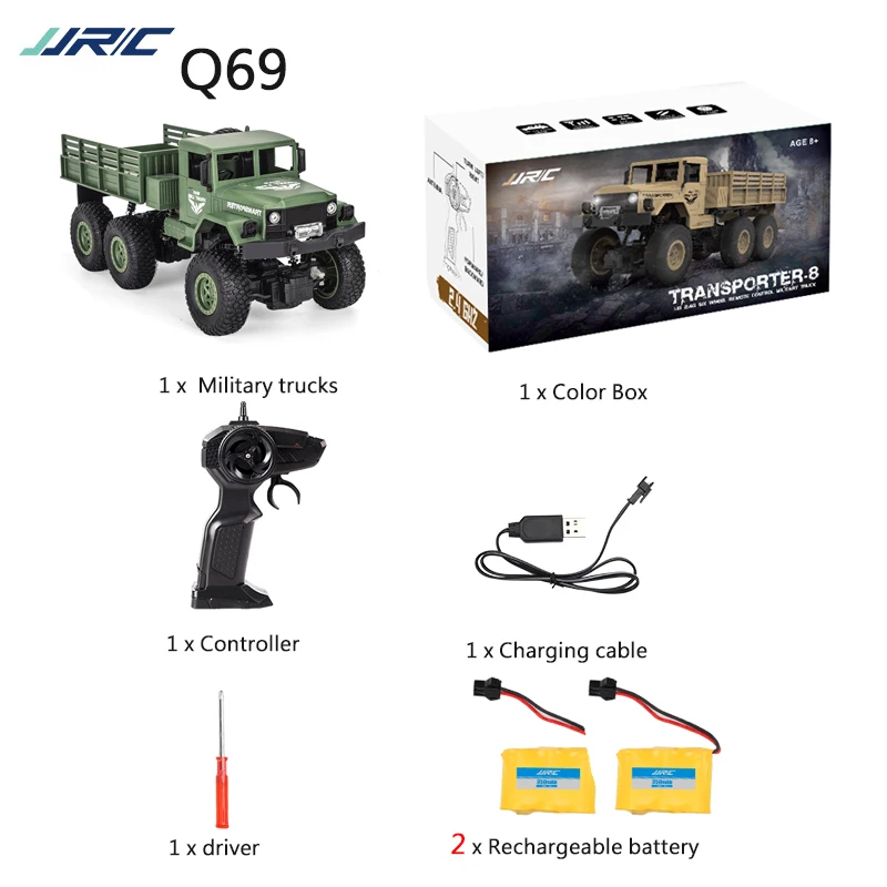 JJRC/Q68 Q69 6WD 1/18 RC Автомобиль 2,4G внедорожный военный грузовик с дистанционным управлением 10 км/ч RC Гусеничный альпинистский автомобиль игрушка RTR