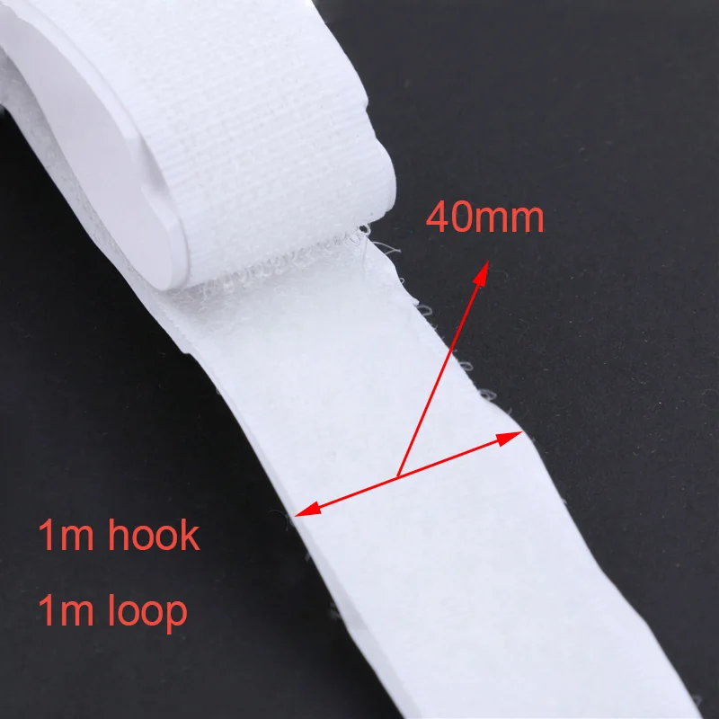 40mm white 1m pair 1 метр самоклеющиеся крюк и петля лента velcros клейкая наклейка velcros нейлон с gue ткань лента для шитья - Цвет: 40mm white 1m pair