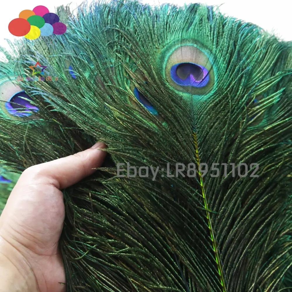 100 шт/партия флуоресцентные настоящие Перья павлина для поделок 80-90 см платье DIY