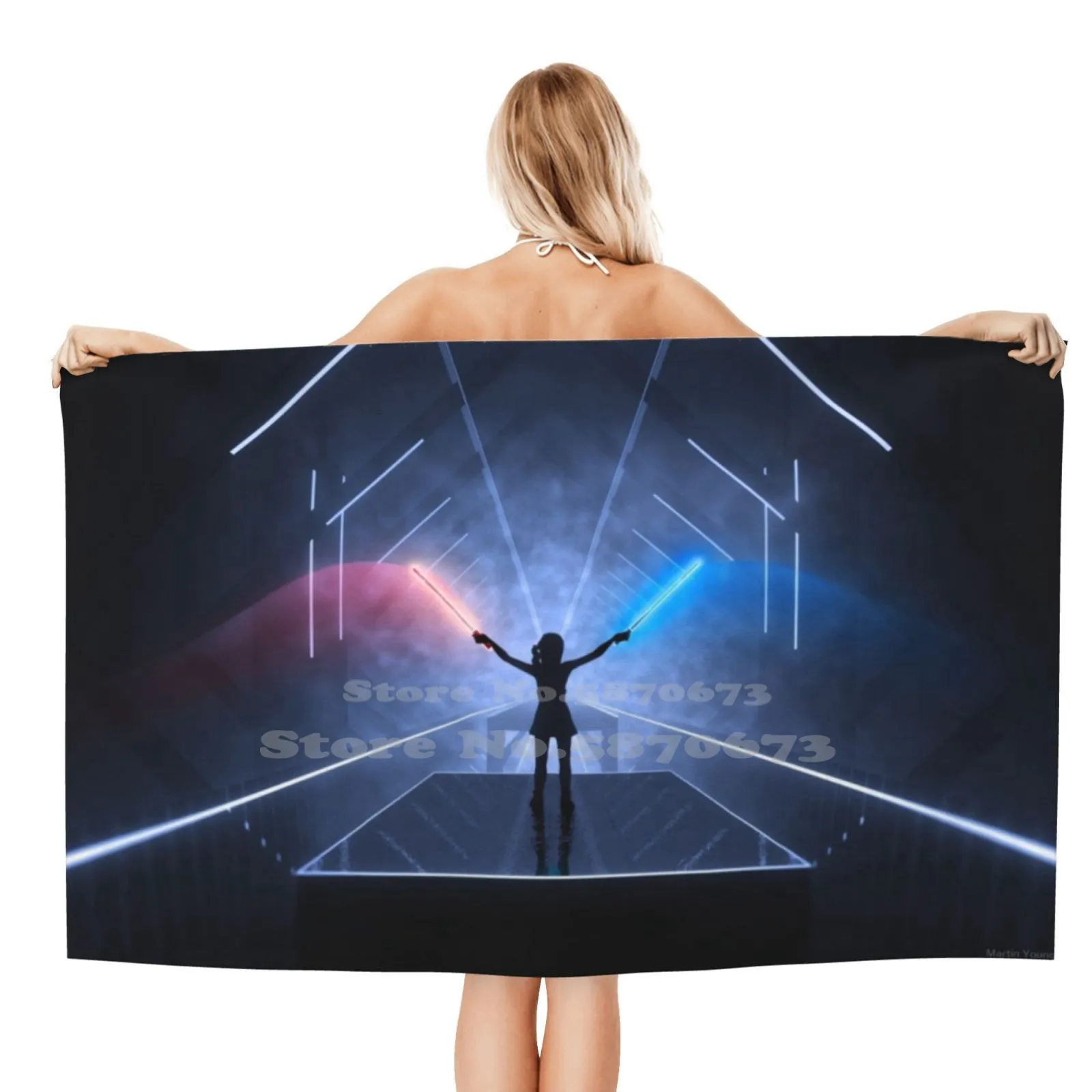 Beat Saber Art Print Asciugamano Doccia Morbido Personalizzato Beat Saber Beat Bs Aber Aber