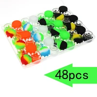48pcs 6ml Glass Silicone Container Nonstick Wax Jar with Air Tight Silicone Lid Small Round Storage Box for Oil, Lip Balm 1