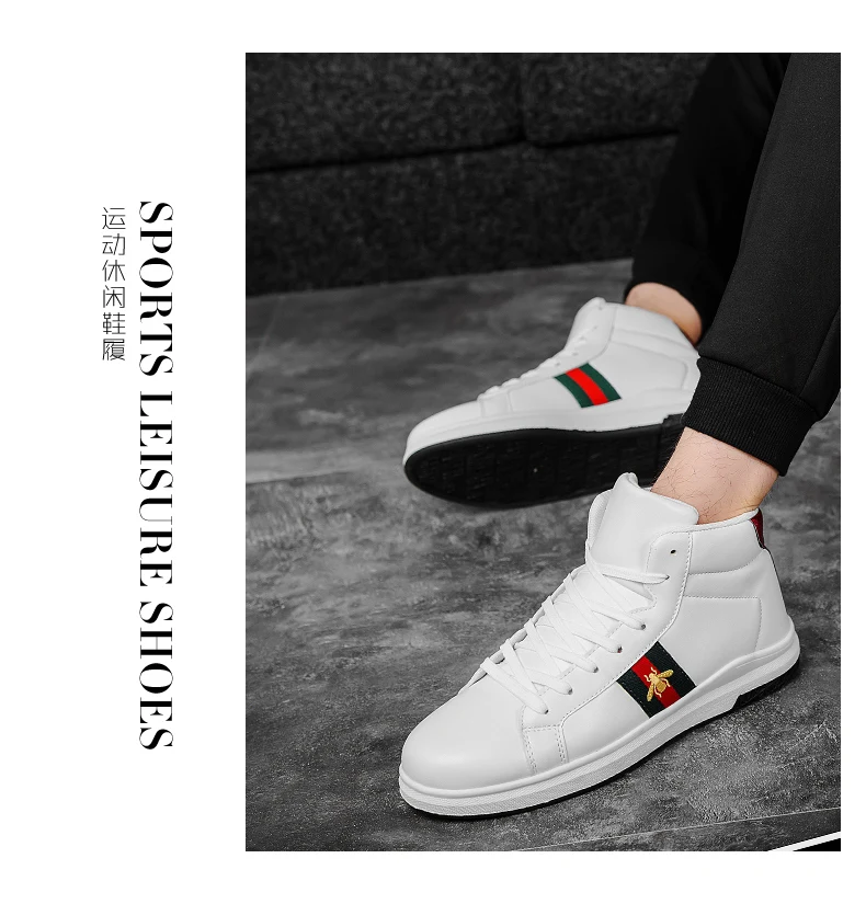 Весенняя модная обувь с высоким берцем Повседневная обувь; белый цвет Для мужчин на шнуровке в стиле «Джокер» простая женская обувь для отдыха из вулканизированной резины светильник вес для ношения на улице, трендовые кроссовки