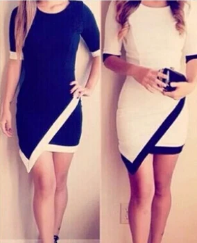 

Hot Sale Fashion Super Women Half Sleeve Dress Patchwork Dresses Bodycon Pencil Short Mini Dress