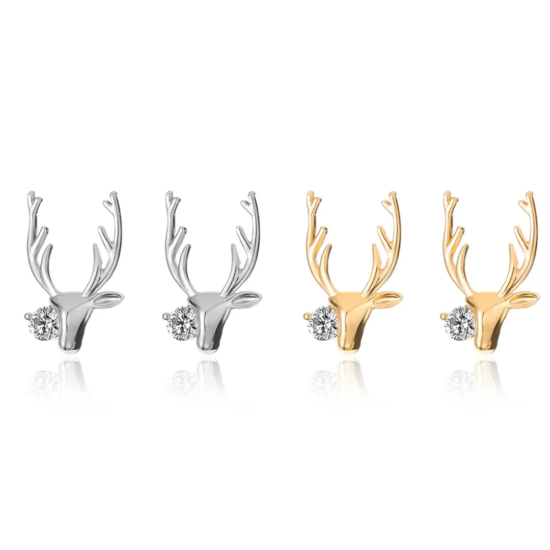 

Trendy Women Cubic Zirconia Earrings Cute Reindeer Antlers Christmas Earrings Stud Fashion Exquisite Earring Jewelry Shellhard