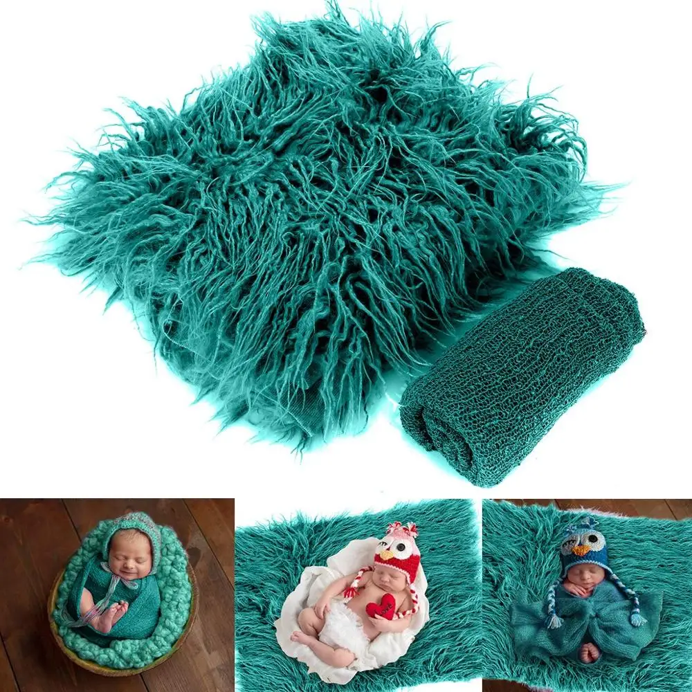 3Pcs Newborn Photo Props Wraps Photography Mat DIY Newborn Baby Photo Blanket Swaddl Faux Fur Photography Backdrops Rug for Baby