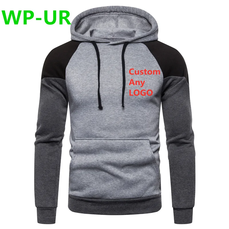 WP-UR, Корейская версия, на заказ, любой логотип, с капюшоном, с принтом, пэчворк, для мужчин, утепленная одежда, зимние толстовки для мужчин, уличная куртка