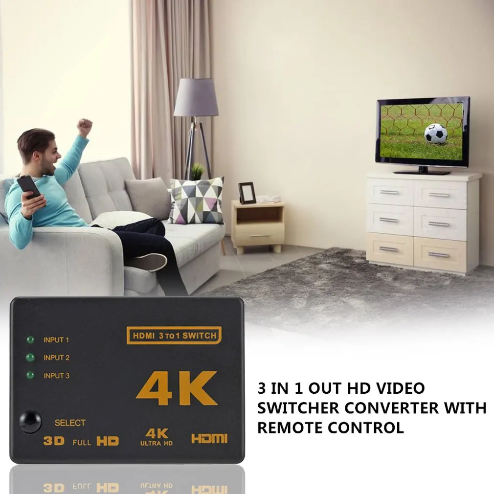 4K* 2K HDMI переключатель сплиттер 3 в 1 выход HDTV аудио видео конвертер адаптер с пультом дистанционного управления для проектора