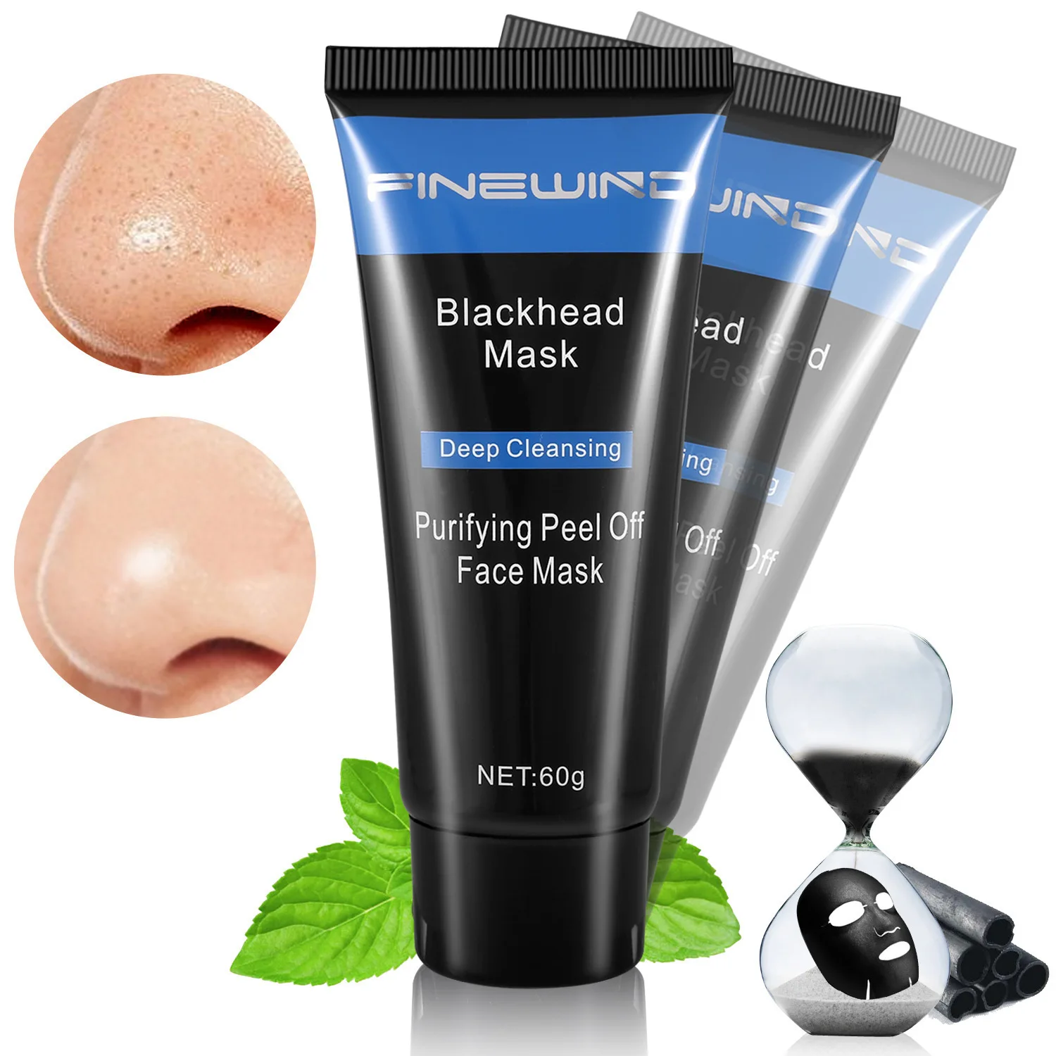 MABOX Deep Cleansing purifying peel off Black mud Facial mask Remove blackhead facial nose Acne remover Face care| |