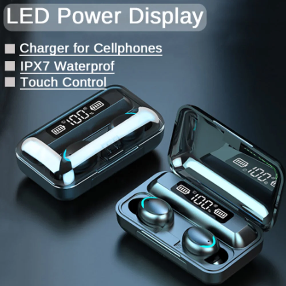

F9-5 TWS Wireless Bluetooth Earphones Bluetooth 5.0 Touch Binaural Call Waterproof Earphone With Power Bank for phones