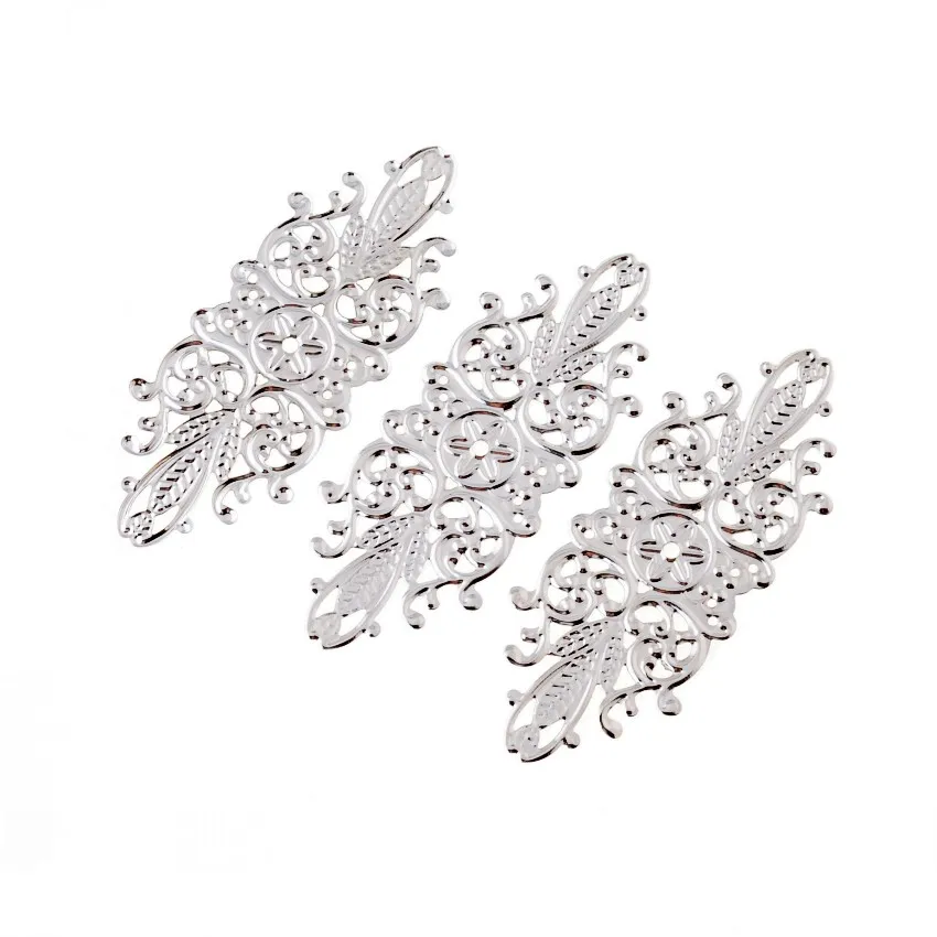 Antique Bronze Filigree Flower Wraps Connectors Gift Decoration DIY Embellishments Findings 5Pcs 8.5x3.4cm jewelry making supplies,craft supplies