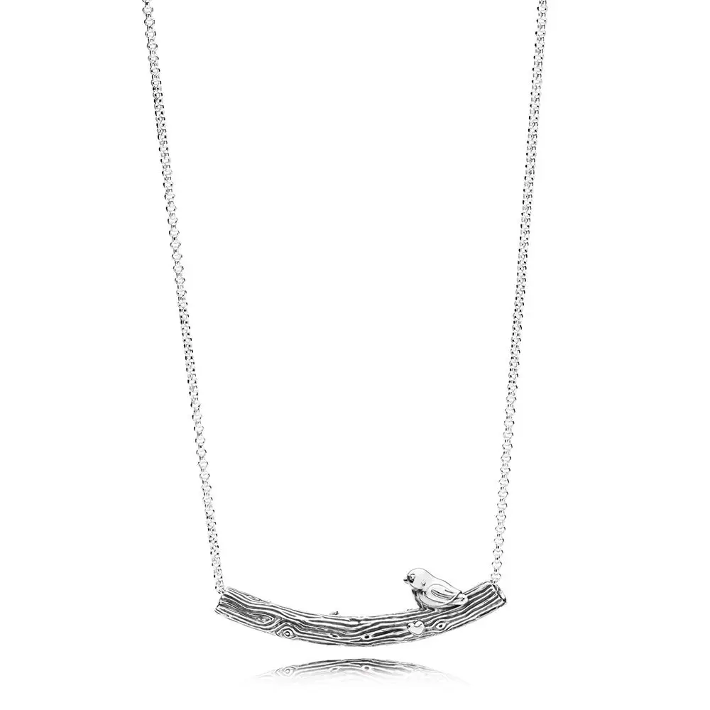 Spring Bird Curved Bar Necklace