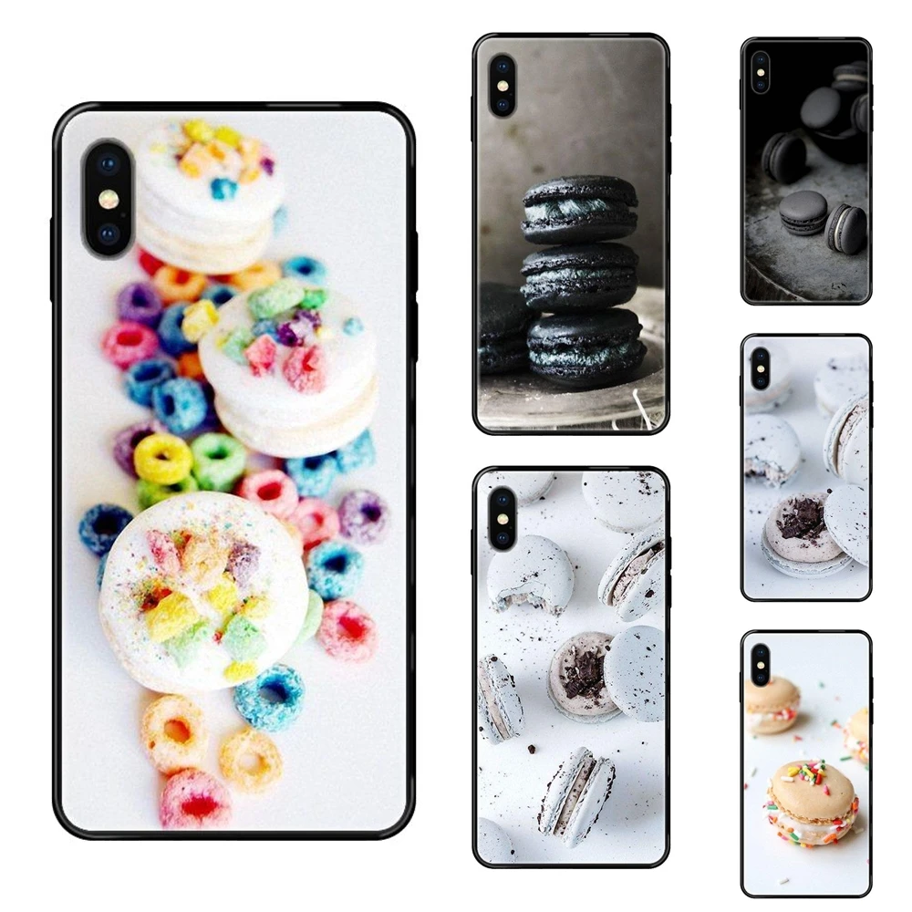 Дизайнерский черный мягкий чехол Yummy Macarons с рисунком для телефона Xiaomi Mi Note A1 A2 A3 5 5s