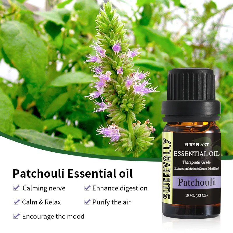 

10ml Essential Oil For Aromatherapy Diffusers Organic Body Air Freshening Relieve Stress Oil Help Sleep Patchouli Essential Oils