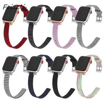 

Feiseli For Apple Watch Strap Replacement Nylon Canvas Band Watch Strap 38mm 40mm 42mm 44mm Removable iwatch Wristband