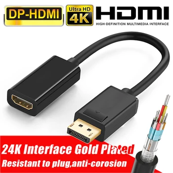 

Adapter Converter Port 4K For HDTV Gold Plated For PC Monitor HP/DELL AV Adapter DP Male To HDMI Female Cable Display Port