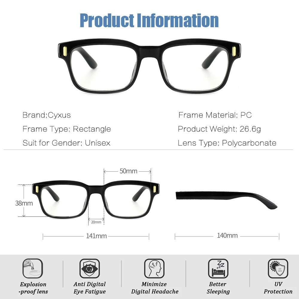 Cyxus синий светильник блокирующие компьютерные очки защита от перенапряжения