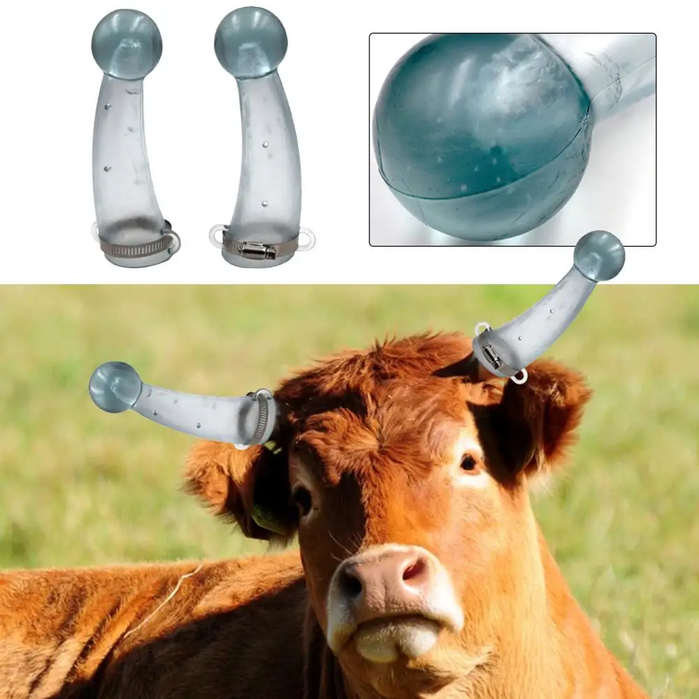 Cow Horn Protector 1 Set with Flexible Clamps Anti-fighting Silicone Calf Prevent Collision Tool Livestock Supplies