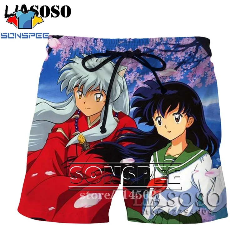 Синий SONSPEE, 3D принт, аниме, Inuyasha, мужские, женские, дышащие, пляжные шорты, летние, для фитнеса, штаны, повседневный стиль, качественная спортивная одежда, D05 - Цвет: Синий