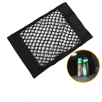 

Car Accessories Universal Car Back Rear Trunk Seat Elastic String Net Nylon Magic Sticker Mesh Storage Bag For Travel Pocket