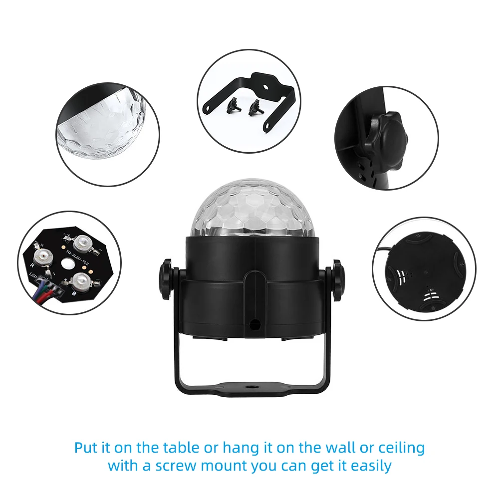 Mini Disco DJ Stage Light Sound Activated Laser Light DJ Lighting Effect LED Disco Ball Lamp for Dance Floor