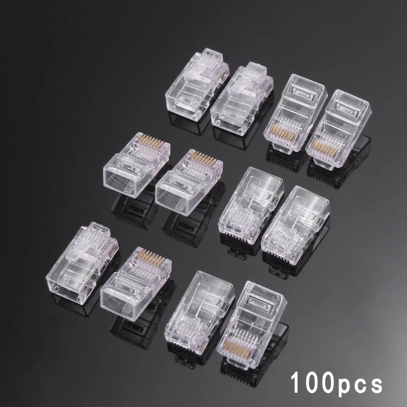 Сетевой инструмент Кабельный тестер набор Ethernet Обжимные щипцы плоскогубцы 100 шт. RJ45 Разъем модульный разъем CAT5 Cat5E