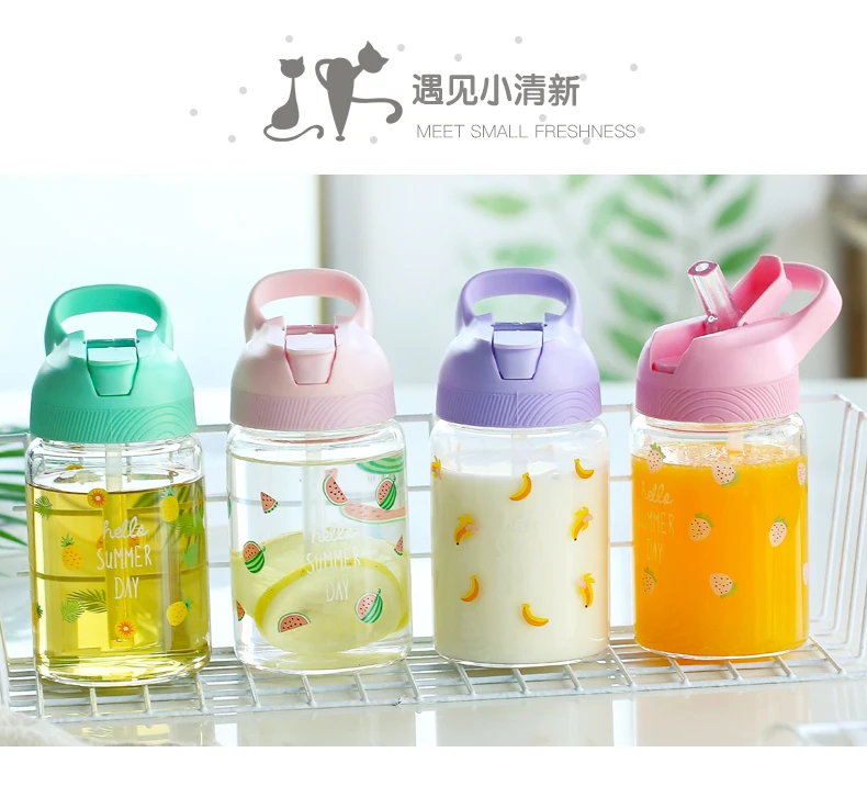 Корейская Милая соломенная стеклянная прозрачная чашка для девушек, портативная креативная простая чашка для воды Botella Agua, Корейская Студенческая чашка для путешествий MM60SB